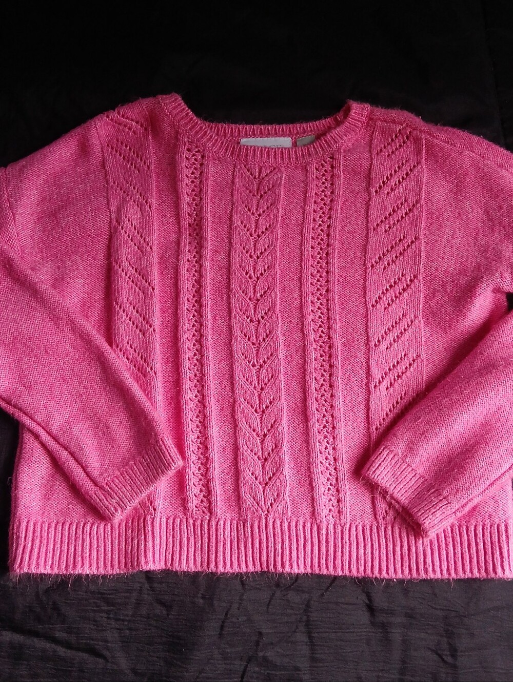 Place Kids Cable-Front Crewneck Sweater - Bright Pink 5/6